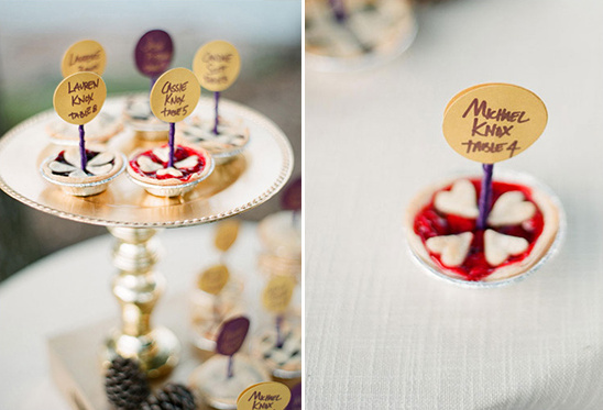 mini pies used for escort cards