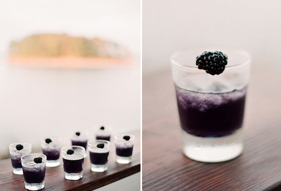 Delicious blackberry cocktails with fresh berries on top