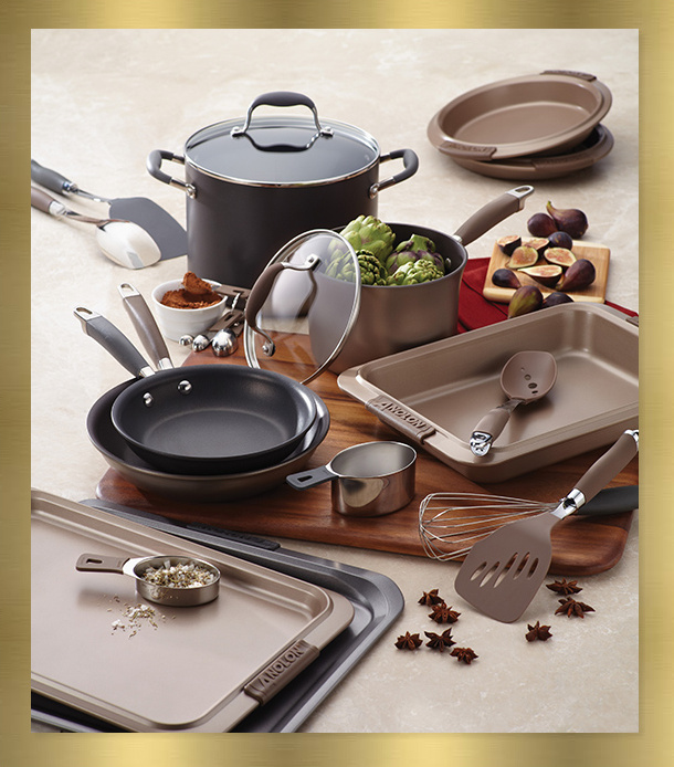 A collection of high-quality cookware and baking essentials for the kitchen