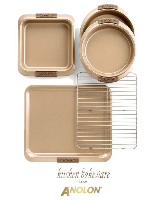 Anolon kitchen bakeware set with baking pans and cooling rack