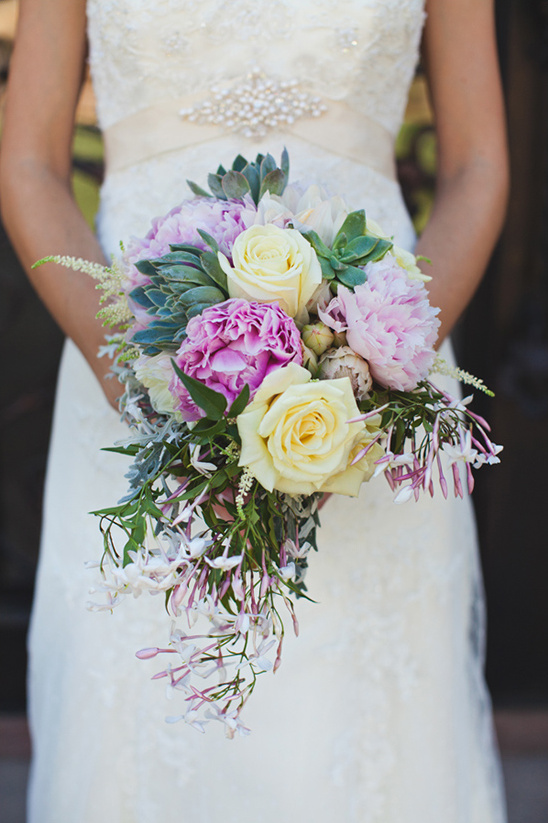 pink yellow and green wedding bouquet