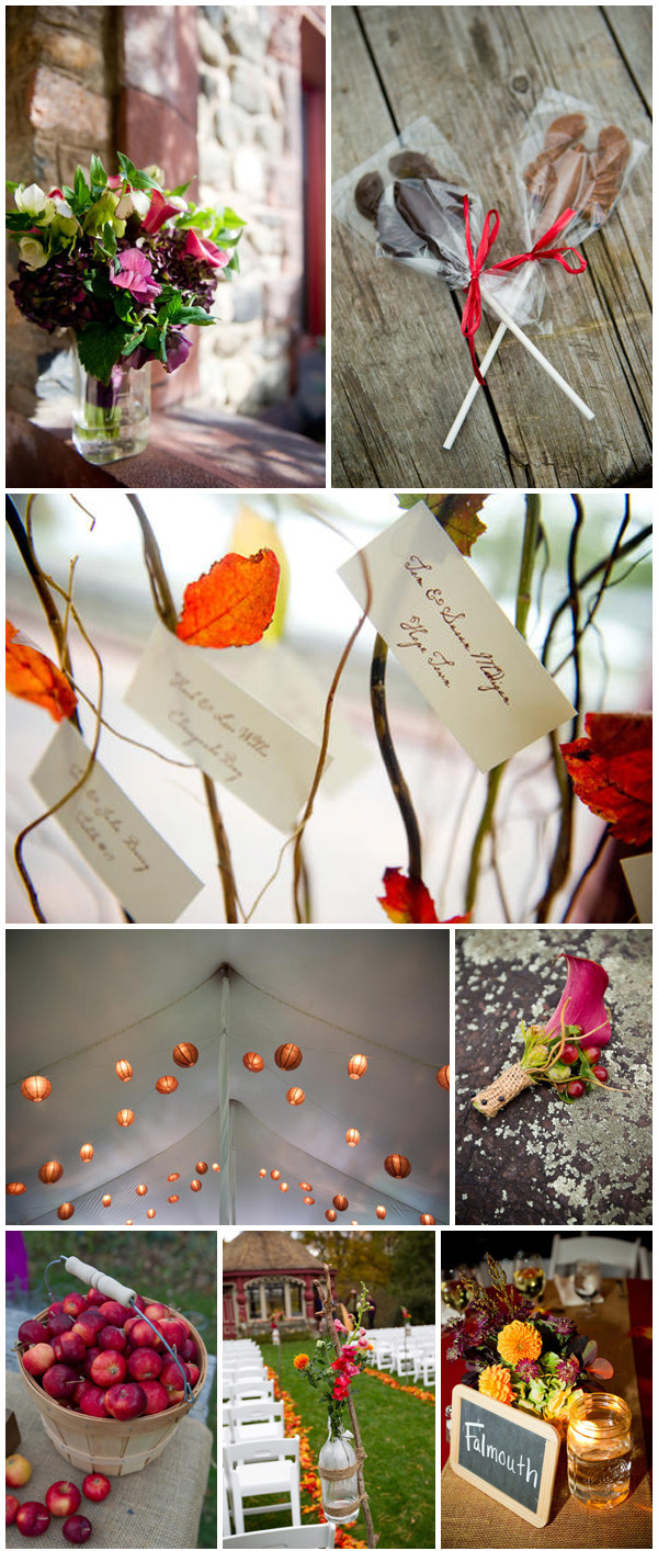Autumn wedding details: flowers, treats, seating chart