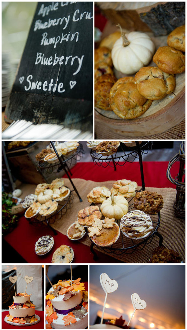 Delicious wedding dessert table with pies and cookies