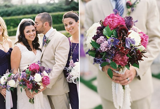 groom holding a bouquet