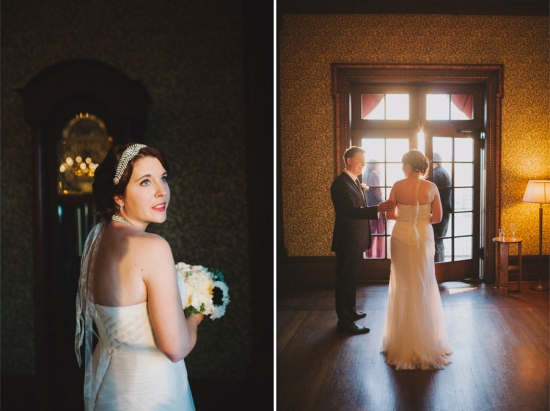 Bride and groom wedding ceremony indoors