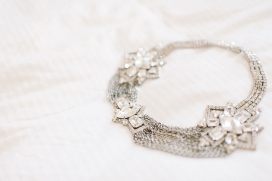 Elegant silver necklace with crystals