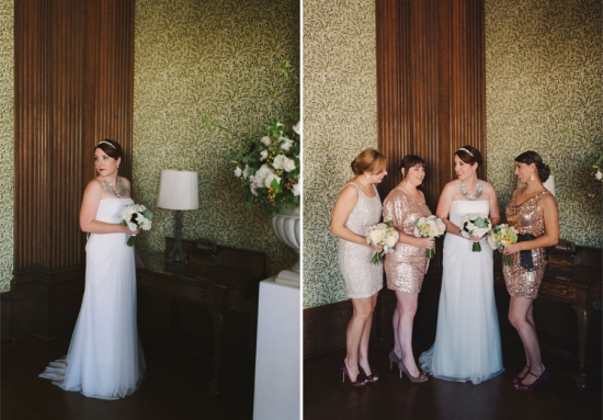 Bride and bridesmaids in elegant wedding attire