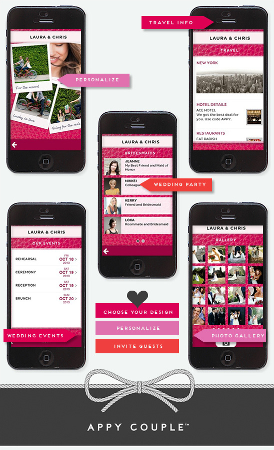 Wedding app with travel and event details