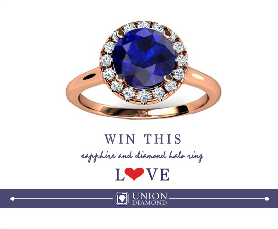 Stunning sapphire and diamond halo engagement ring to win from Union Diamond