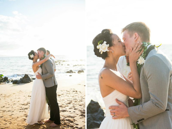 Betsy Couture Maui beach kiss
