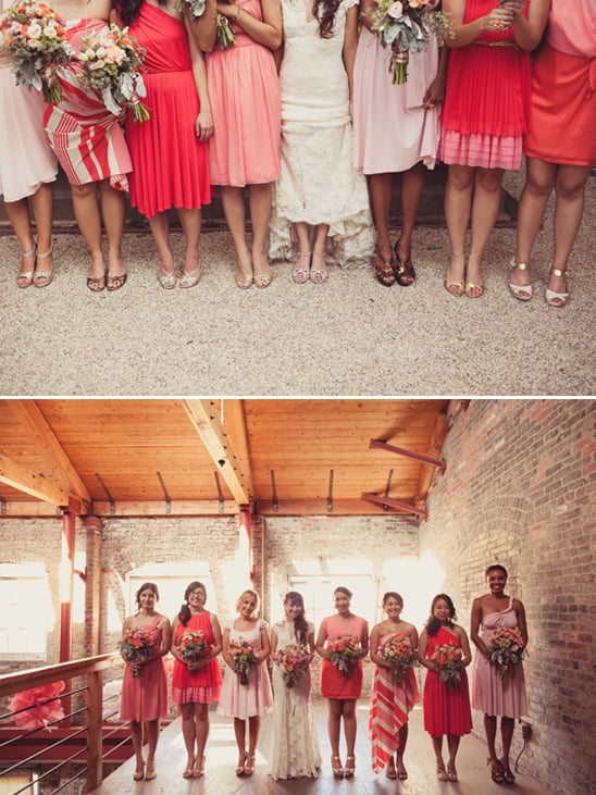 pink and peach bridesmaid dresses