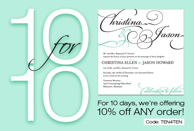 Last Day to Receive 10% Off Wedding Invitations and Stationery from TGK!