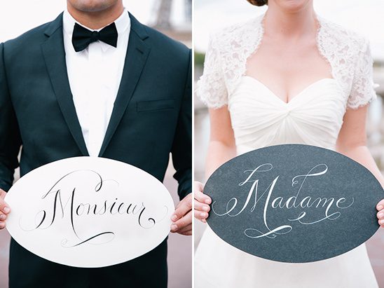 monsieur and madame wedding signs
