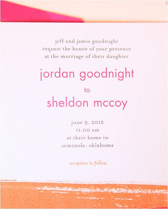 pink and orange wedding invitations