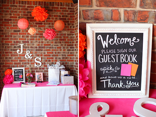 Wedding guestbook table with welcome sign and gifts