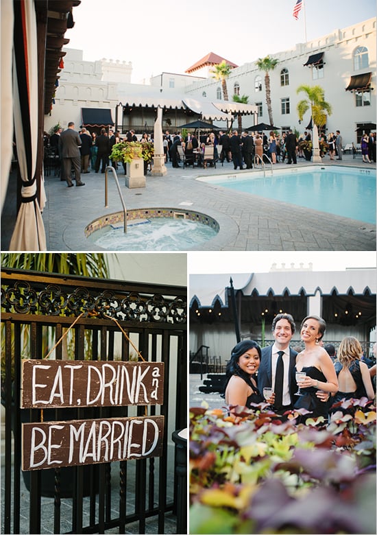 pool side wedding reception at Casa Monica Hotel