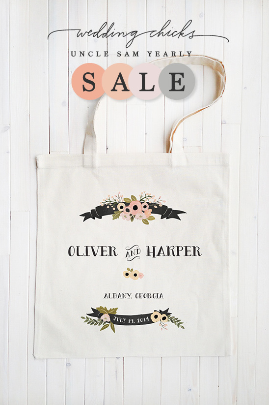 Wedding tote bag with floral design for Oliver and Harper's wedding