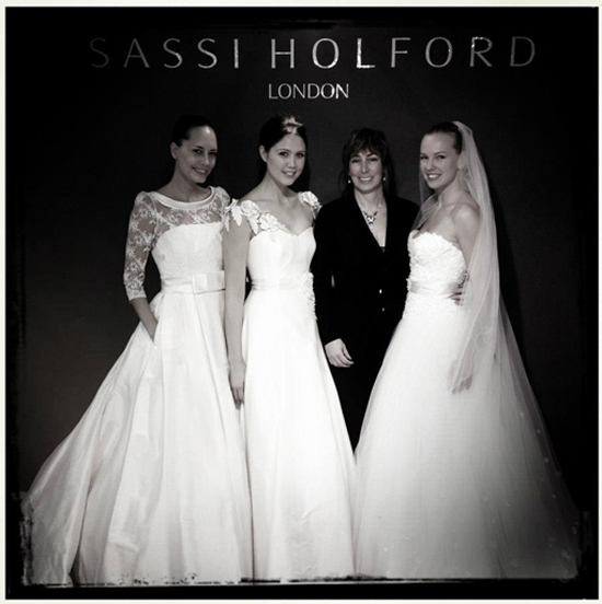 Sassi Holford London bridal fashion show featuring four models in wedding gowns