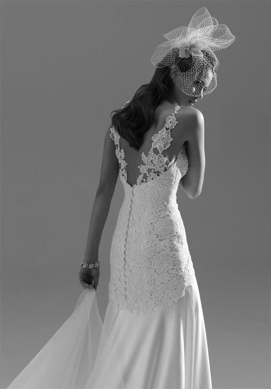 Elegant lace wedding dress with veil