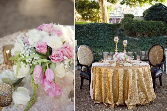 Elegant outdoor table setting with floral arrangement