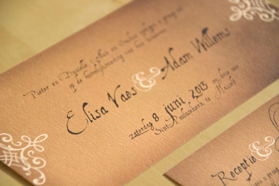 Wedding invitation with elegant calligraphy and vintage design