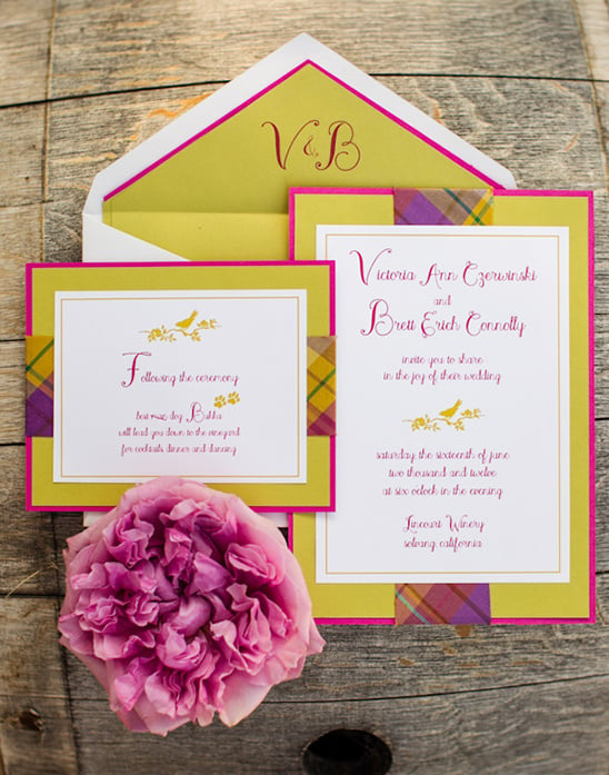 purple and pink wedding invites