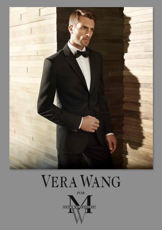 Man in Vera Wang tuxedo suit for Mens Wearhouse, looking sharp