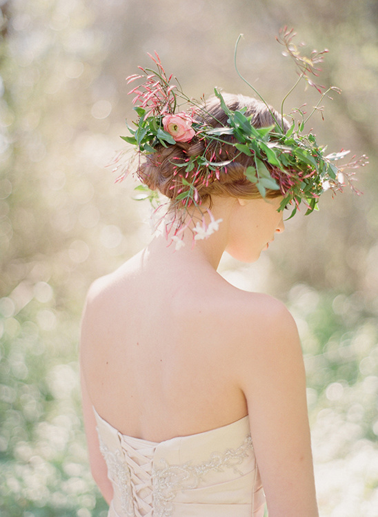 Bride with floral crown, light dress