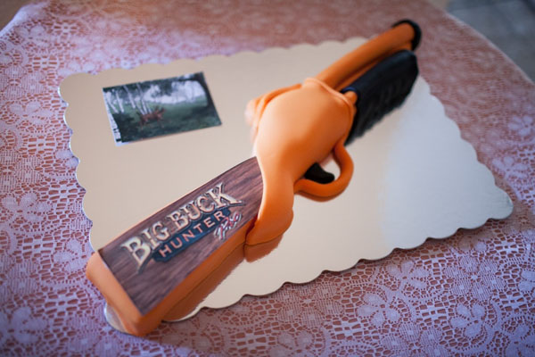 Big Buck Hunter themed groom's cake orange fondant