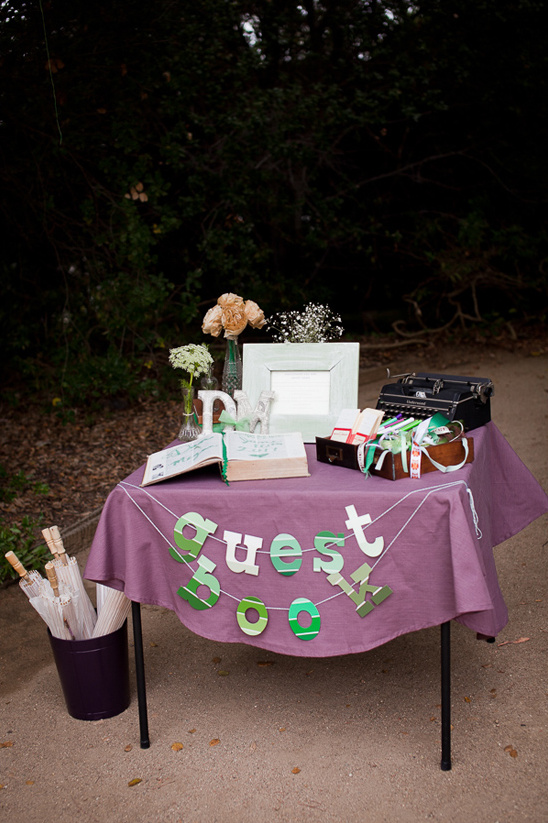 vintage library themed guest book table