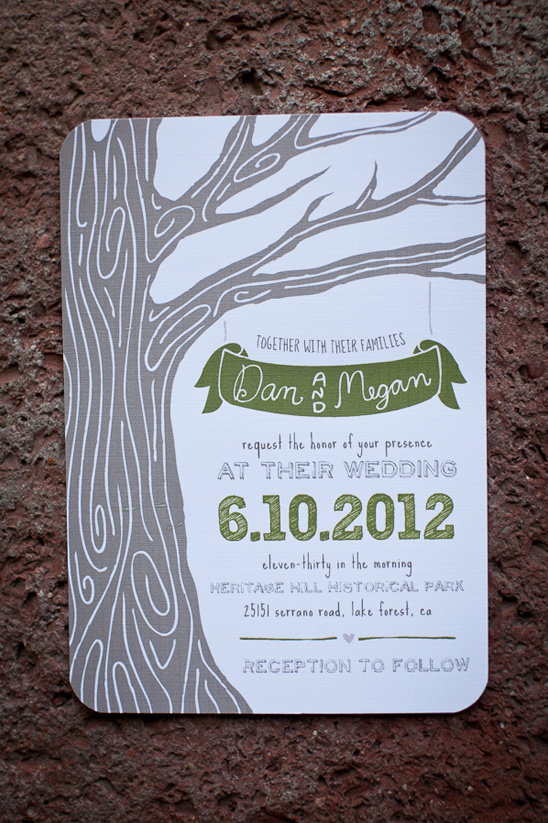 green and brown wedding invite by Blackberry Graphics