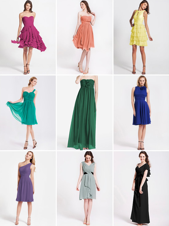 Nine colorful bridesmaid dresses for weddings