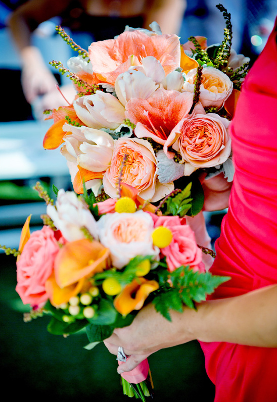 peach, pink and orange bouquets by Jennifer Cole Florals