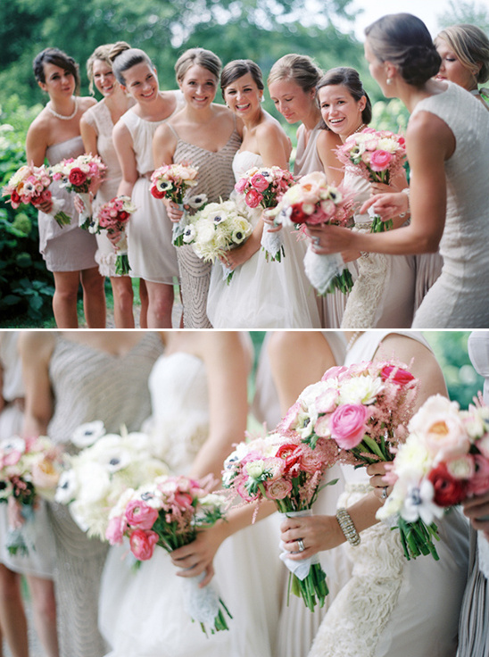 bridesmaids in soft mauve dresses