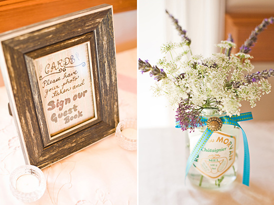 Wedding guest book and flowers