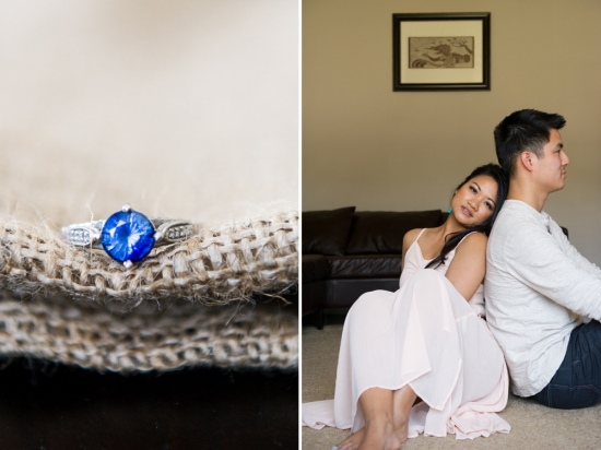 Couple sitting together,  engagement ring,  romantic image