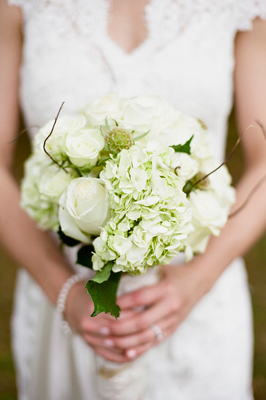 white wedding bouquet designed by Sand's Florist