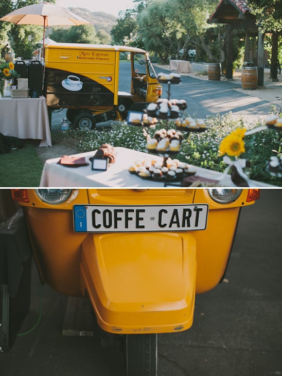 coffee cart at outdoor reception