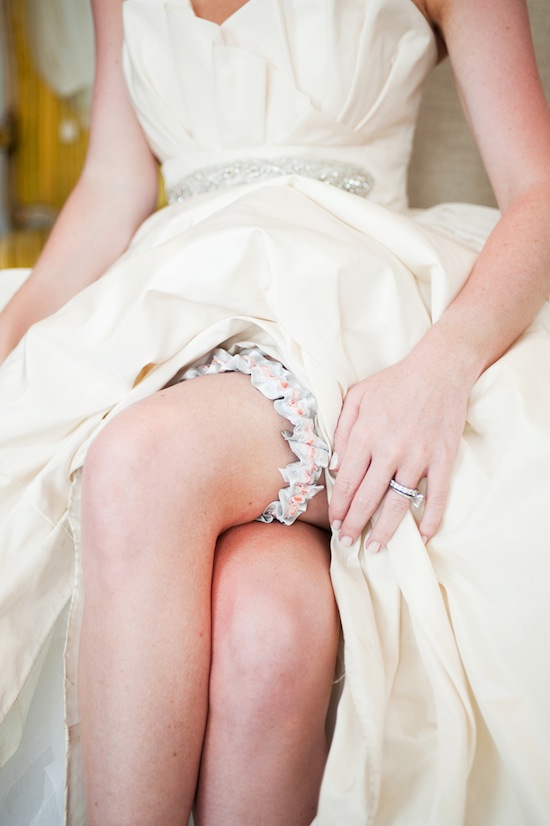 Gray and Peach Bridal Garter