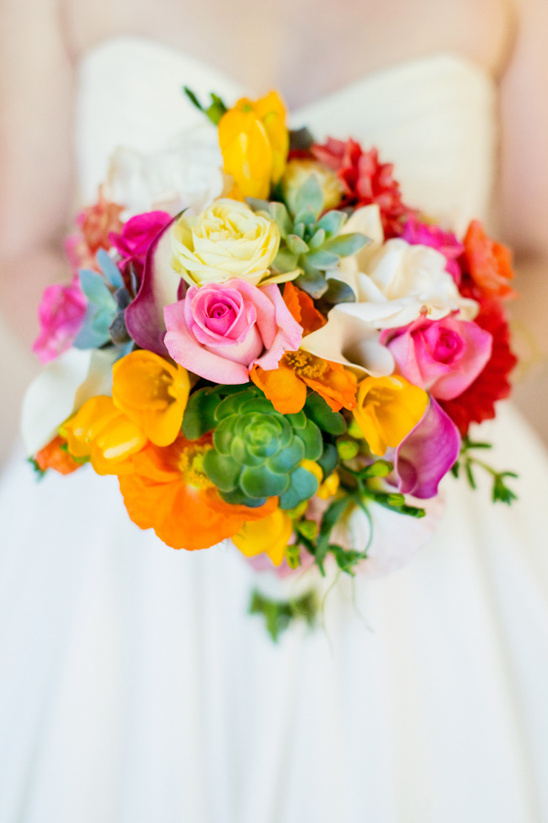 orange, pink and yellow bouquet by Stems Floral