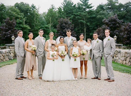 gray and pink wedding party