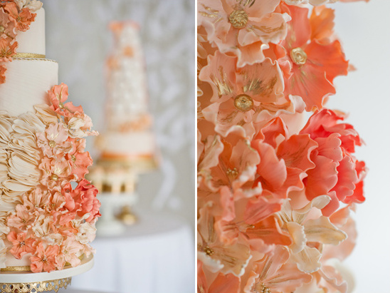 peach and coral sugar flowers by City View Bakehouse