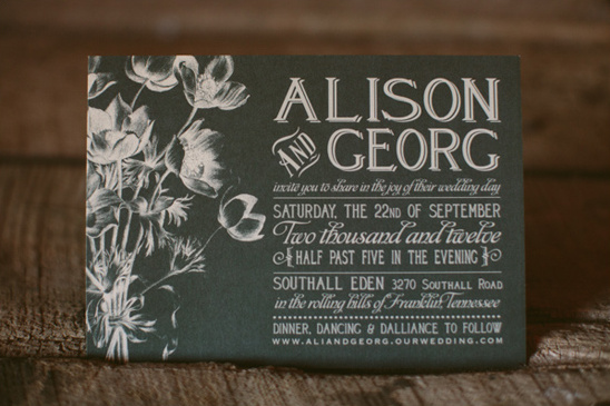 chalkboard-inspired wedding invitations by Southall Eden Paperie