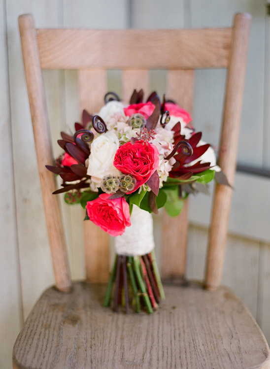 red and white wedding bouquet by The Enchanted Florist