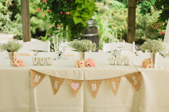 sweetheart table burlap flag banner decor