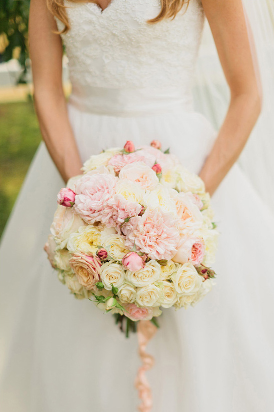 pink, peach and cream bridal bouquet by Bella Signature Design