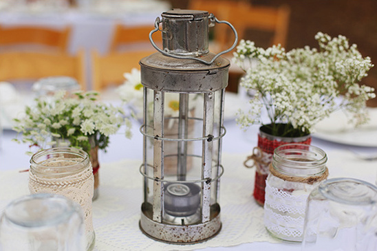 vintage lantern used as table decoration