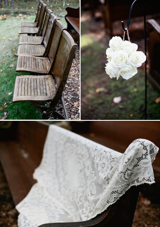 vintage outdoor ceremony seating provided by Juliane James Place