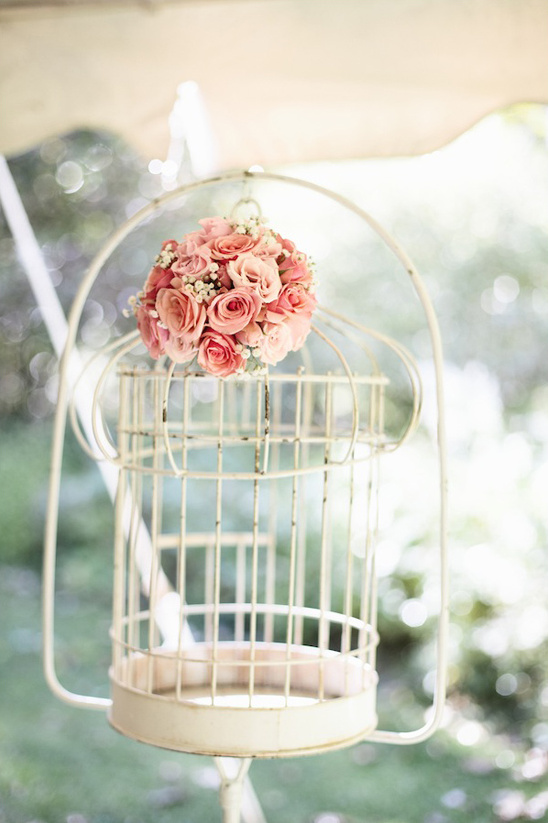 vintage birdcage used as decoration