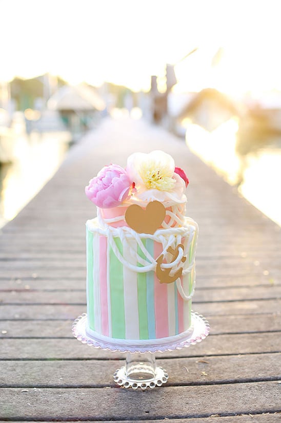 colorful nautical inspired wedding cake